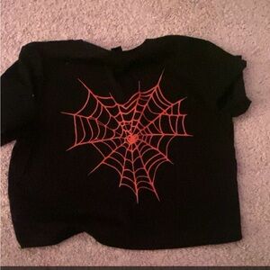 black & red spider cropped top